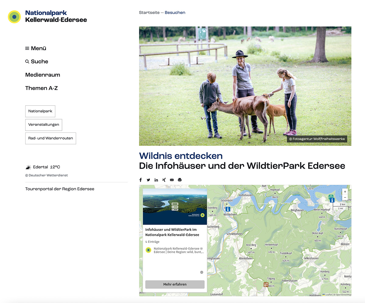 Screenshot Internetauftritt Nationalpark Kellerwald Edersee